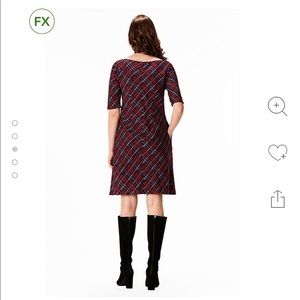 Tie Waist Plaid Print Crepe Shift Dress